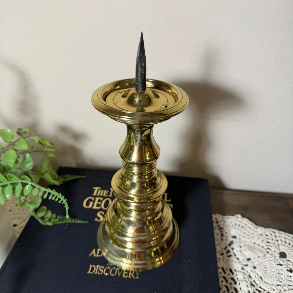 Vtg Virginia Metalcrafters Williamsburg Brass Candleholder Candlestick Spike 10